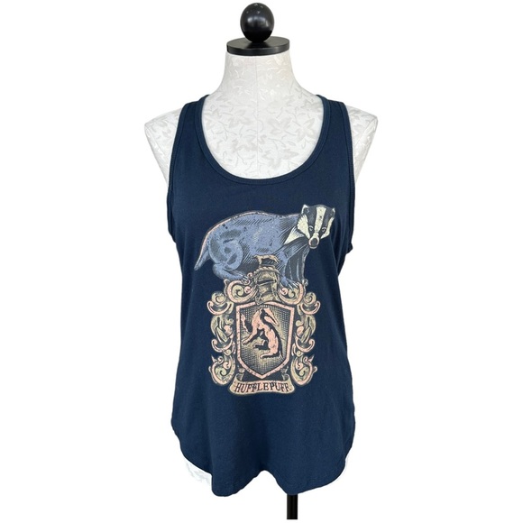 Harry Potter Hufflepuff Badger Tank Top Blue Fits Like a Medium - Picture 1 of 7